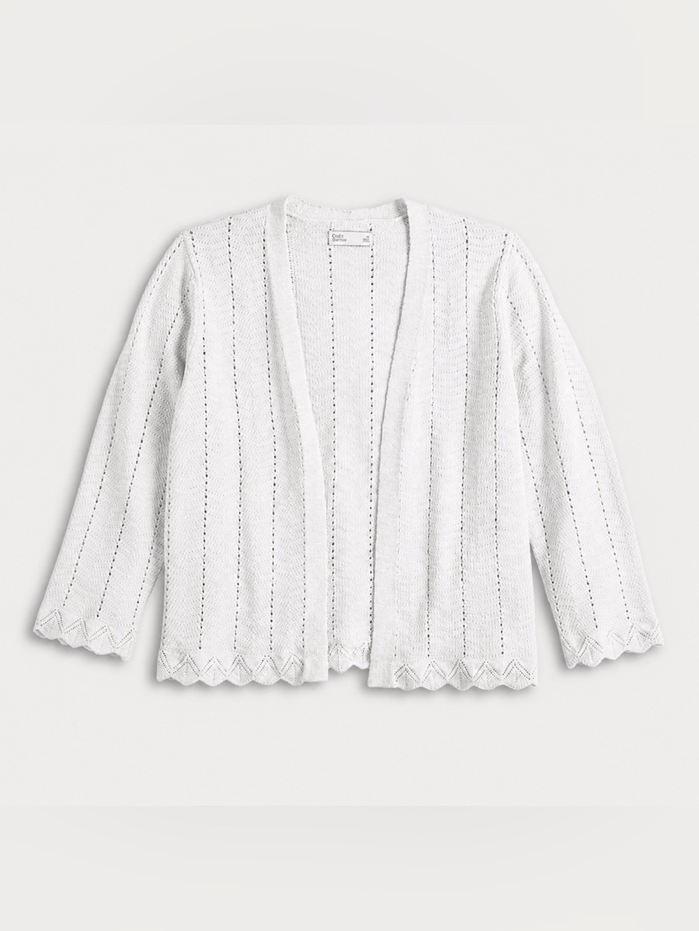 Croft & Barrow XXL Pointelle Wave Open Front Cardigan White